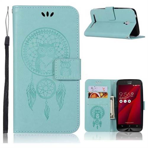 Intricate Embossing Owl Campanula Leather Wallet Case for Asus Zenfone Go ZC500TG - Green