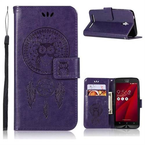 Intricate Embossing Owl Campanula Leather Wallet Case for Asus Zenfone Go ZC500TG - Purple