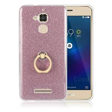 Luxury Soft TPU Glitter Back Ring Cover with 360 Rotate Finger Holder Buckle for Asus Zenfone 4 Max ZC520KL - Pink