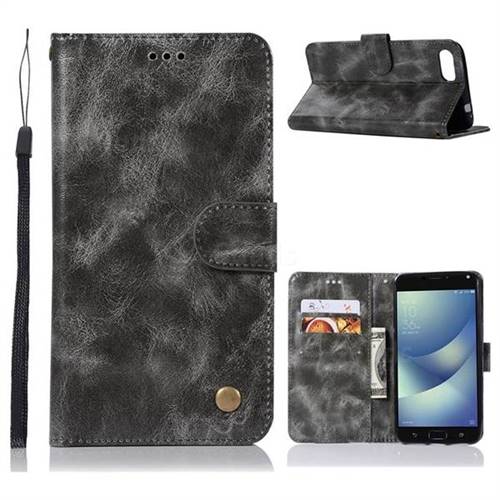 Luxury Retro Leather Wallet Case for Asus Zenfone 4 Max ZC520KL - Gray