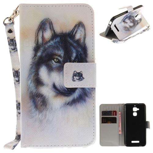 Snow Wolf Hand Strap Leather Wallet Case for Asus Zenfone 3 Max ZC520TL