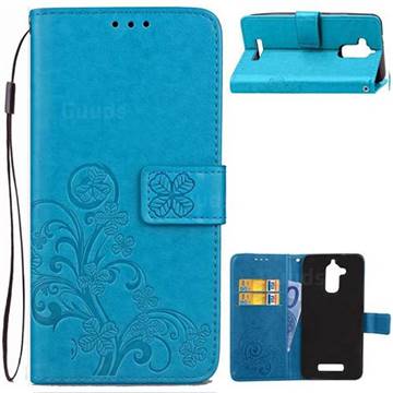 Embossing Imprint Four-Leaf Clover Leather Wallet Case for Asus Zenfone 3 Max ZC520TL - Blue