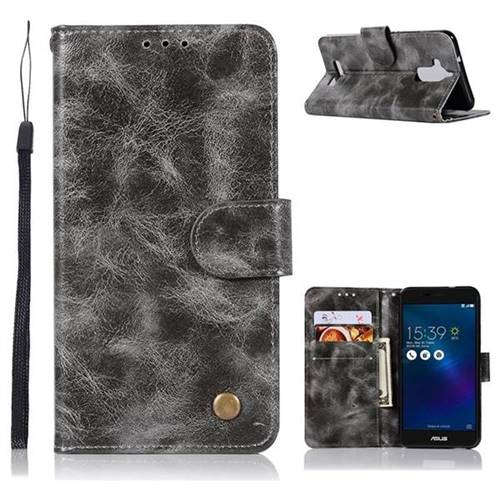 Luxury Retro Leather Wallet Case for Asus Zenfone 3 Max ZC520TL - Gray