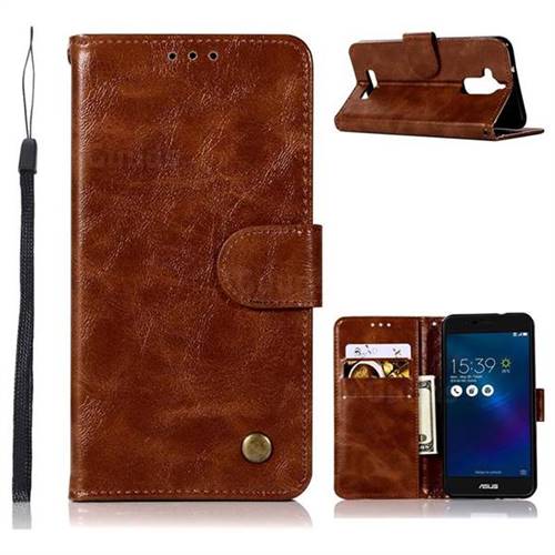 Luxury Retro Leather Wallet Case for Asus Zenfone 3 Max ZC520TL - Brown