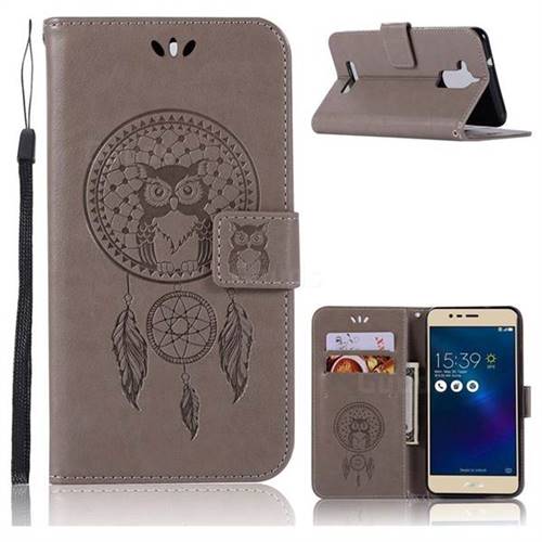 Intricate Embossing Owl Campanula Leather Wallet Case for Asus Zenfone 3 Max ZC520TL - Grey