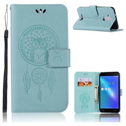 Intricate Embossing Owl Campanula Leather Wallet Case for Asus Zenfone 3 Max ZC520TL - Green