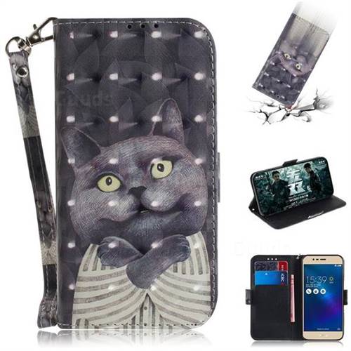 Cat Embrace 3D Painted Leather Wallet Phone Case for Asus Zenfone 3 Max ZC520TL