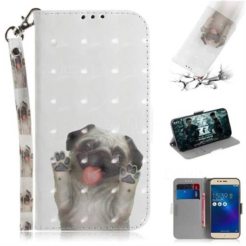 Pug Dog 3D Painted Leather Wallet Phone Case for Asus Zenfone 3 Max ZC520TL