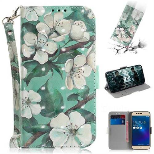 Watercolor Flower 3D Painted Leather Wallet Phone Case for Asus Zenfone 3 Max ZC520TL