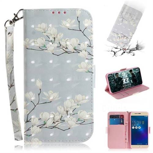 Magnolia Flower 3D Painted Leather Wallet Phone Case for Asus Zenfone 3 Max ZC520TL