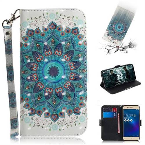 Peacock Mandala 3D Painted Leather Wallet Phone Case for Asus Zenfone 3 Max ZC520TL