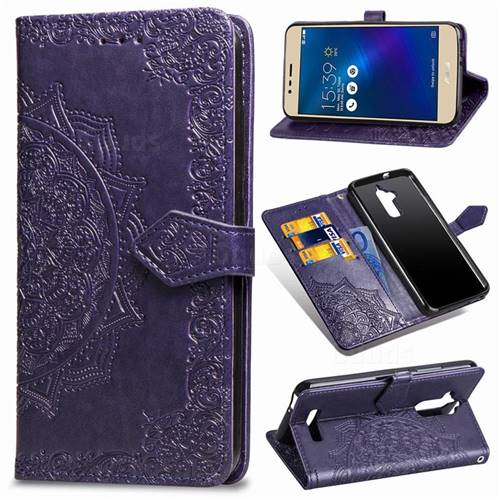 Embossing Imprint Mandala Flower Leather Wallet Case for Asus Zenfone 3 Max ZC520TL - Purple