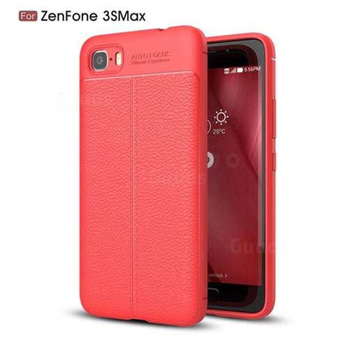 Luxury Auto Focus Litchi Texture Silicone TPU Back Cover for Asus Zenfone 3s Max ZC521TL - Red
