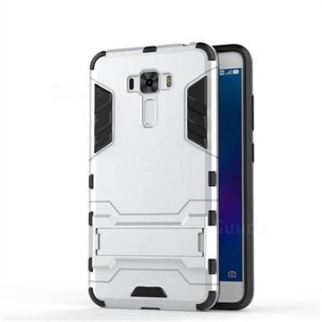 Armor Premium Tactical Grip Kickstand Shockproof Dual Layer Rugged Hard Cover For Asus Zenfone 3 Laser Zc551kl Silver Tpu Case Guuds