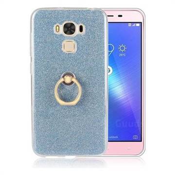 Luxury Soft TPU Glitter Back Ring Cover with 360 Rotate Finger Holder Buckle for Asus Zenfone 3 Max ZC553KL - Blue