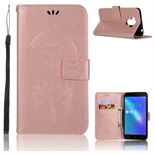 Intricate Embossing Owl Campanula Leather Wallet Case for Asus Zenfone 3 Max ZC553KL - Rose Gold