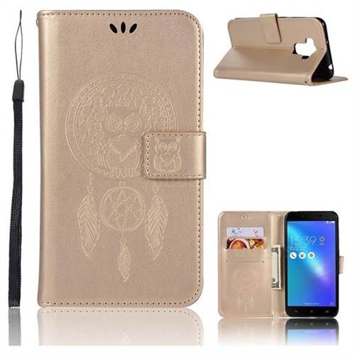 Intricate Embossing Owl Campanula Leather Wallet Case for Asus Zenfone 3 Max ZC553KL - Champagne