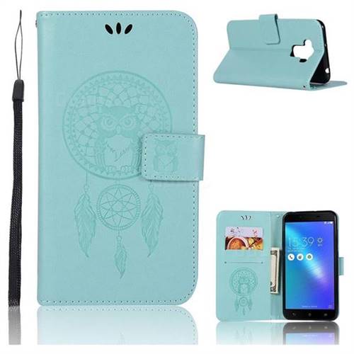 Intricate Embossing Owl Campanula Leather Wallet Case for Asus Zenfone 3 Max ZC553KL - Green