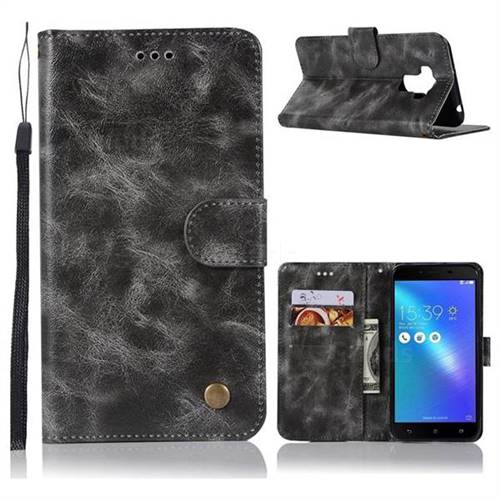 Luxury Retro Leather Wallet Case for Asus Zenfone 3 Max ZC553KL - Gray