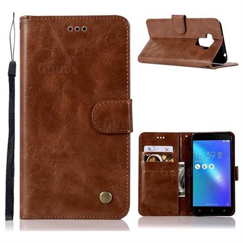 Luxury Retro Leather Wallet Case for Asus Zenfone 3 Max ZC553KL - Brown