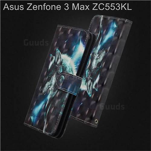 Snow Wolf 3D Painted Leather Wallet Case for Asus Zenfone 3 Max ZC553KL