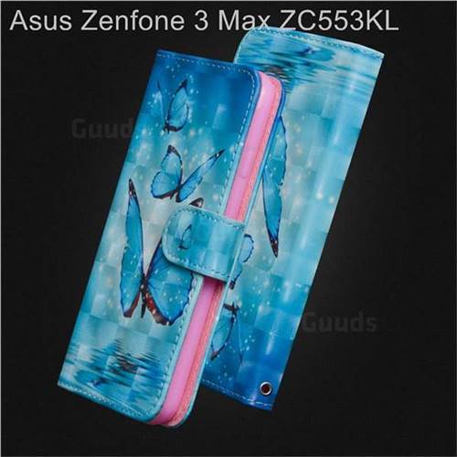 Blue Sea Butterflies 3D Painted Leather Wallet Case for Asus Zenfone 3 Max ZC553KL