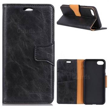 MURREN Luxury Crazy Horse PU Leather Wallet Phone Case for Asus Zenfone 4 Max ZC554KL Pro Plus - Black