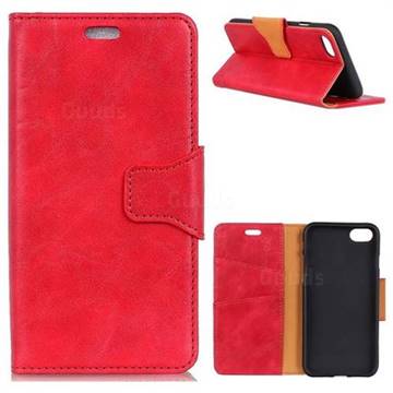 MURREN Luxury Crazy Horse PU Leather Wallet Phone Case for Asus Zenfone 4 Max ZC554KL Pro Plus - Red