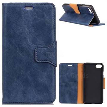 MURREN Luxury Crazy Horse PU Leather Wallet Phone Case for Asus Zenfone 4 Max ZC554KL Pro Plus - Blue