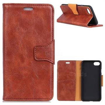 MURREN Luxury Crazy Horse PU Leather Wallet Phone Case for Asus Zenfone 4 Max ZC554KL Pro Plus - Brown