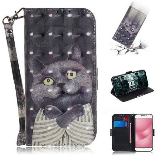 Cat Embrace 3D Painted Leather Wallet Phone Case for Asus Zenfone 4 Max ZC554KL Pro Plus