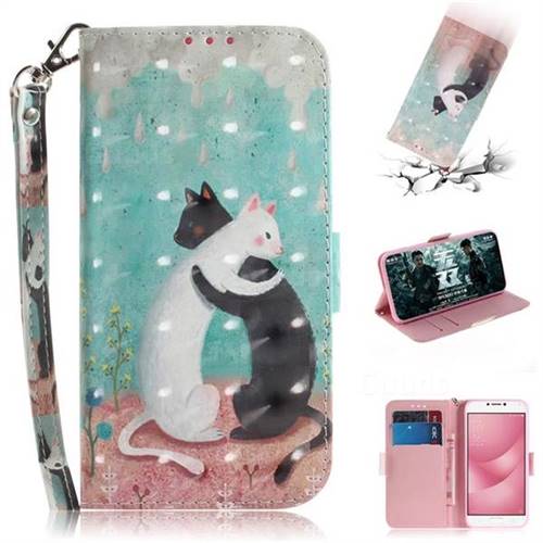 Black and White Cat 3D Painted Leather Wallet Phone Case for Asus Zenfone 4 Max ZC554KL Pro Plus