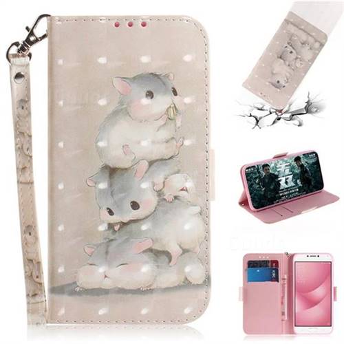 Three Squirrels 3D Painted Leather Wallet Phone Case for Asus Zenfone 4 Max ZC554KL Pro Plus