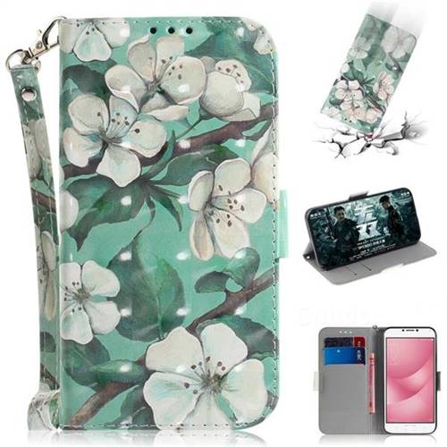 Watercolor Flower 3D Painted Leather Wallet Phone Case for Asus Zenfone 4 Max ZC554KL Pro Plus