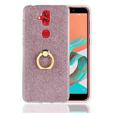 Luxury Soft TPU Glitter Back Ring Cover with 360 Rotate Finger Holder Buckle for Asus Zenfone 5 Lite ZC600KL - Pink