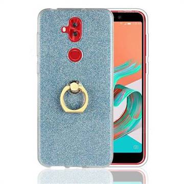 Luxury Soft TPU Glitter Back Ring Cover with 360 Rotate Finger Holder Buckle for Asus Zenfone 5 Lite ZC600KL - Blue