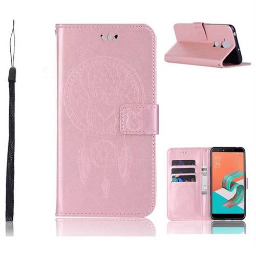 Intricate Embossing Owl Campanula Leather Wallet Case for Asus Zenfone 5 Lite ZC600KL - Rose Gold