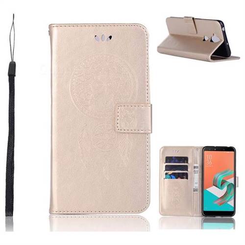 Intricate Embossing Owl Campanula Leather Wallet Case for Asus Zenfone 5 Lite ZC600KL - Champagne