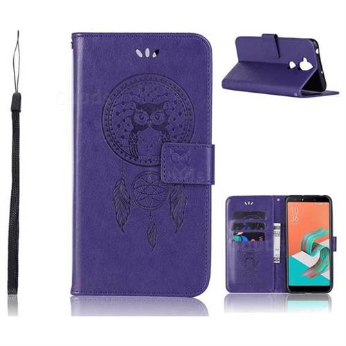 Intricate Embossing Owl Campanula Leather Wallet Case for Asus Zenfone 5 Lite ZC600KL - Purple