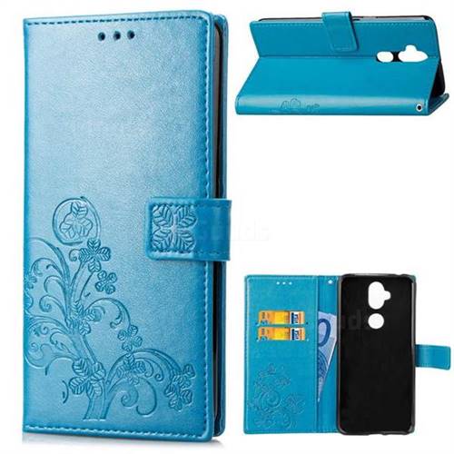 Embossing Imprint Four-Leaf Clover Leather Wallet Case for Asus Zenfone 5 Lite ZC600KL - Blue
