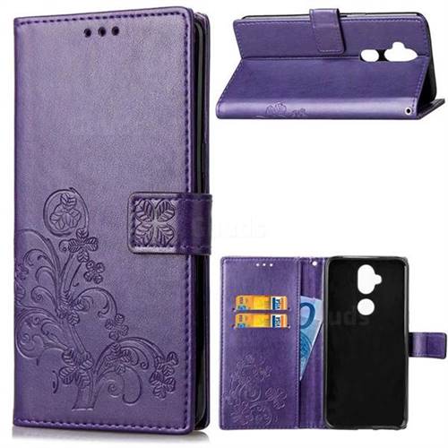 Embossing Imprint Four-Leaf Clover Leather Wallet Case for Asus Zenfone 5 Lite ZC600KL - Purple