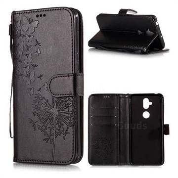 Intricate Embossing Dandelion Butterfly Leather Wallet Case for Asus Zenfone 5 Lite ZC600KL - Black