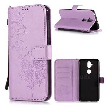 Intricate Embossing Dandelion Butterfly Leather Wallet Case for Asus Zenfone 5 Lite ZC600KL - Purple