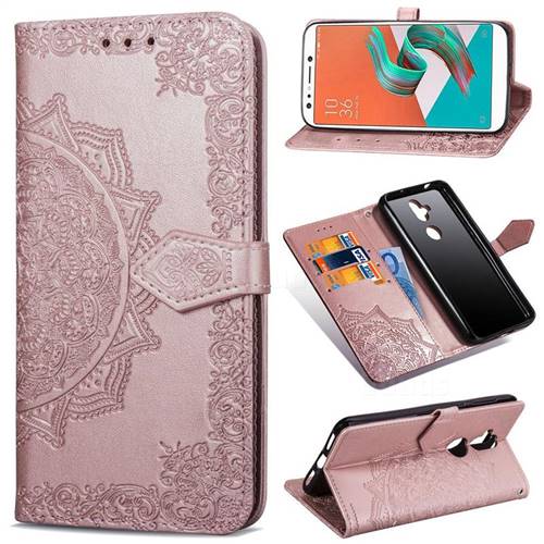 Embossing Imprint Mandala Flower Leather Wallet Case for Asus Zenfone 5 Lite ZC600KL - Rose Gold