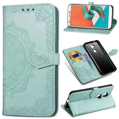 Embossing Imprint Mandala Flower Leather Wallet Case for Asus Zenfone 5 Lite ZC600KL - Green
