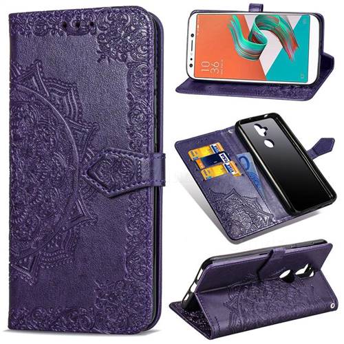 Embossing Imprint Mandala Flower Leather Wallet Case for Asus Zenfone 5 Lite ZC600KL - Purple