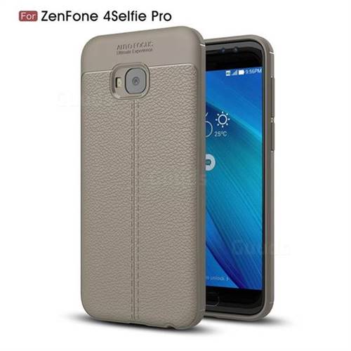 Luxury Auto Focus Litchi Texture Silicone TPU Back Cover for Asus Zenfone 4 Selfie Pro ZD552KL - Gray