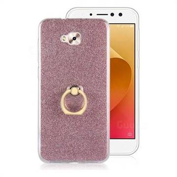 Luxury Soft TPU Glitter Back Ring Cover with 360 Rotate Finger Holder Buckle for Asus Zenfone 4 Selfie ZD553KL - Pink