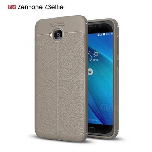 Luxury Auto Focus Litchi Texture Silicone TPU Back Cover for Asus Zenfone 4 Selfie ZD553KL - Gray