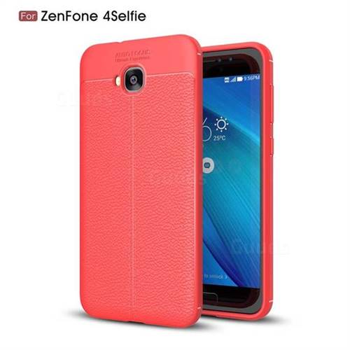 Luxury Auto Focus Litchi Texture Silicone TPU Back Cover for Asus Zenfone 4 Selfie ZD553KL - Red